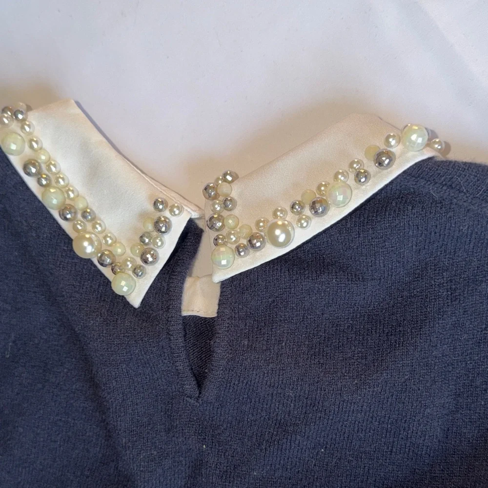 Ted Baker London Blue Sweater with Pearl Collar - Picture 4 of 9